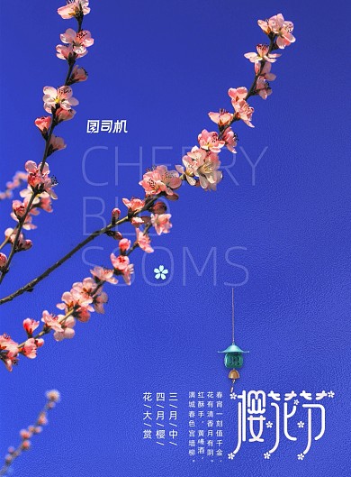 意境英文樱花季海报
