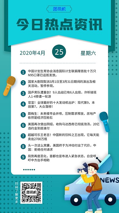 今日新闻资讯简约手机海报