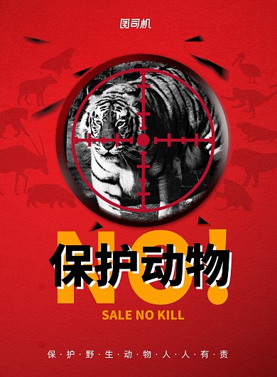 简约保护野生动物创意海报
