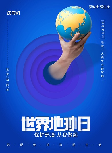 蓝色创意世界地球日宣传海报