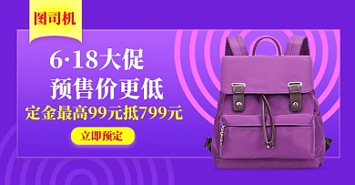 天猫618大促女包紫色时尚简约钻展