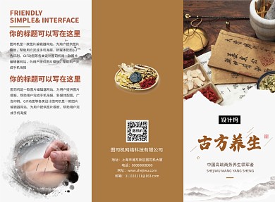 中国风中医养生产品三折页模板