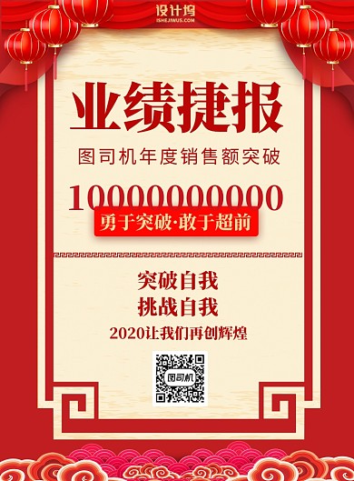 业绩捷报喜报嘉奖令红色印刷海报