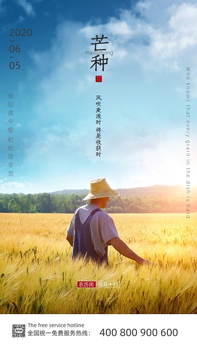 麦田农民芒种海报