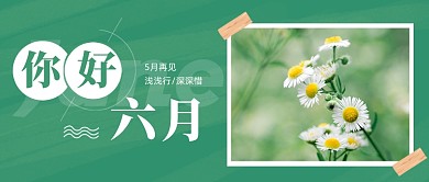 绿色文艺清新6月你好图文宣传