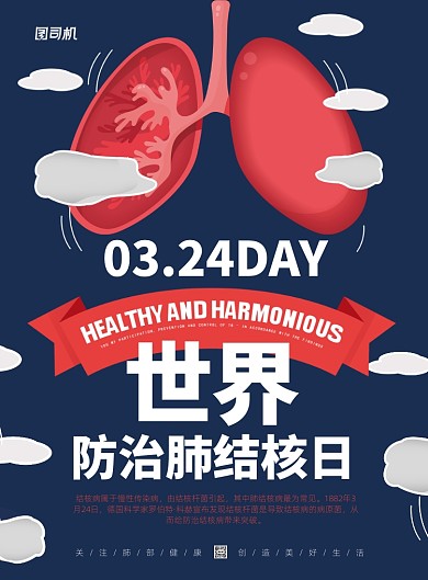 时尚简洁世界防治肺结核日宣传海报