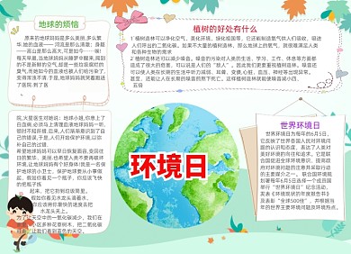 保护环境电子宣传小报创意卡通
