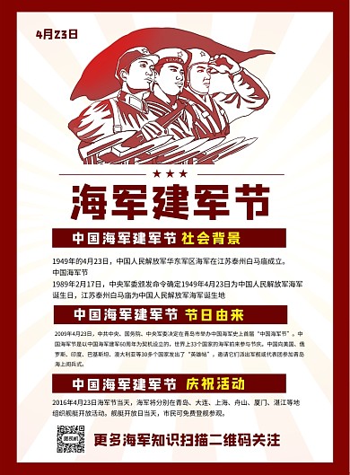 海军建军节印刷海报