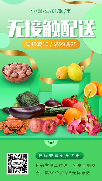 新鲜果蔬配送促销手机海报