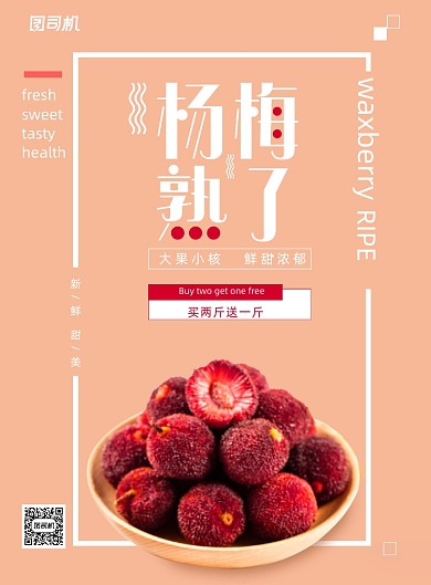 简约大气杨梅促销海报