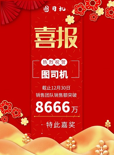 红色大气喜报嘉奖令印刷海报