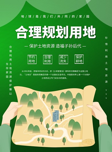绿色全国土地日宣传印刷海报