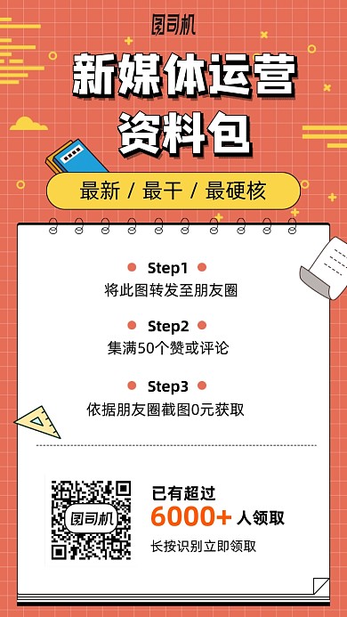 新媒体运营资料包手机海报