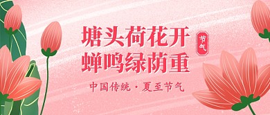夏至节气荷花卡通公众号首图