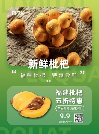 夏季水果福建枇杷绿色促销海报