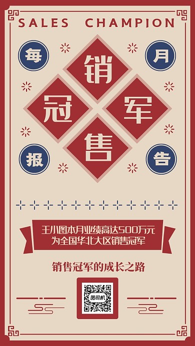 企业销售冠军表彰宣传海报