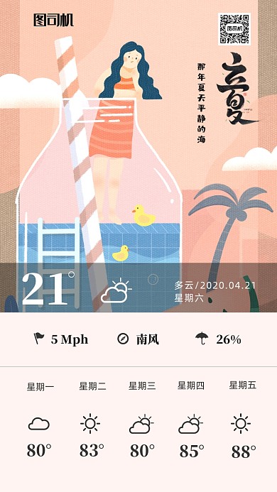 二十四节气立夏插画海报