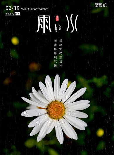 黑色大气企业雨水节气海报