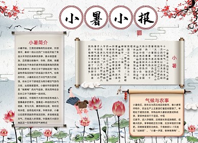 中国风小暑节气小报