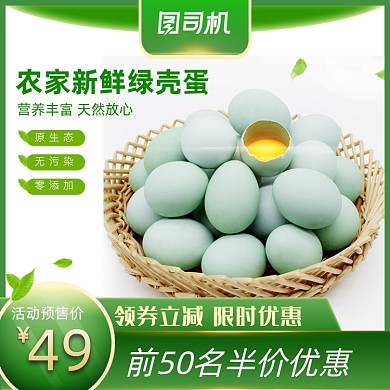 清新绿色食品生态乌鸡蛋促销主图