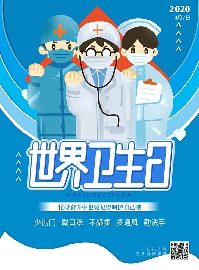 世界卫生日勤洗手多通风保健印刷海报