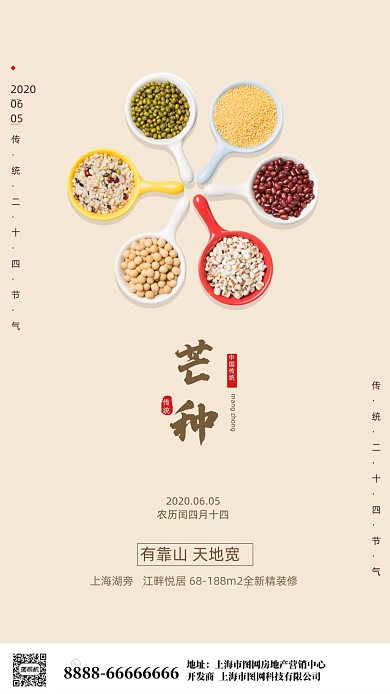 时尚简约芒种节气海报