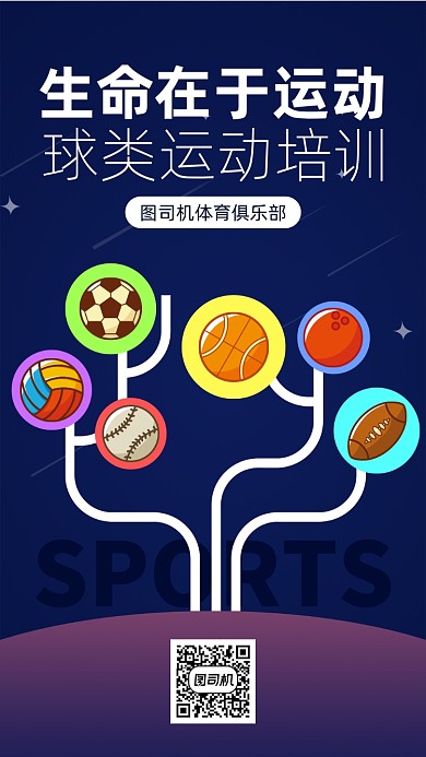 球类培训树状图手机海报