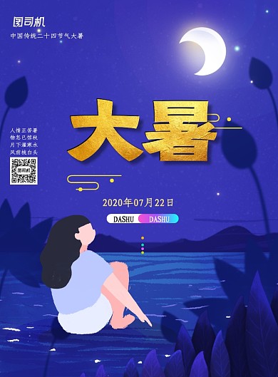 文艺大暑二十四节气海报