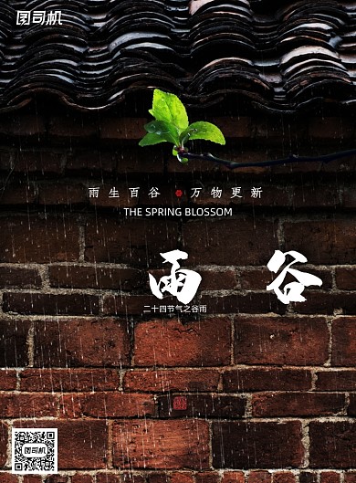 简约大气二十四节气谷雨海报