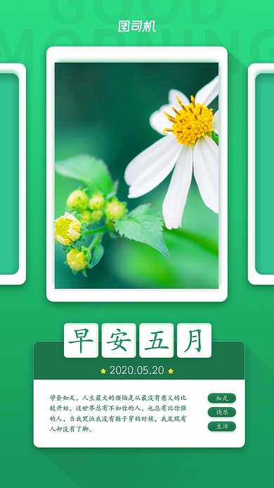 早安五月创意简约日签手机海报