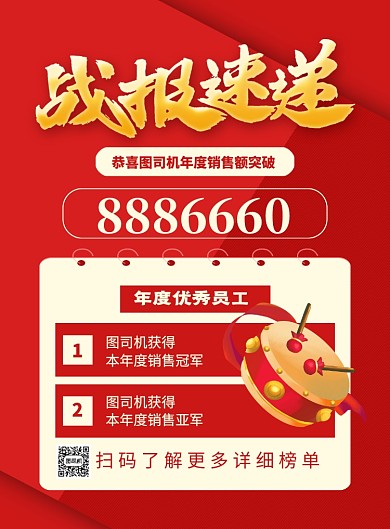 红色简约卡通企业战报速递喜报宣传海报