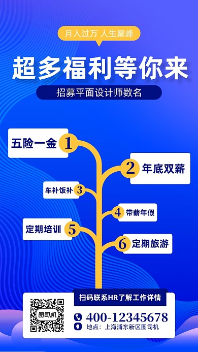 树状图招聘宣传手机海报