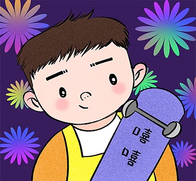 炫彩帅气酷酷滑板小男孩朋友圈封面