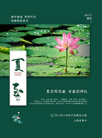 绿色大气夏至节气海报