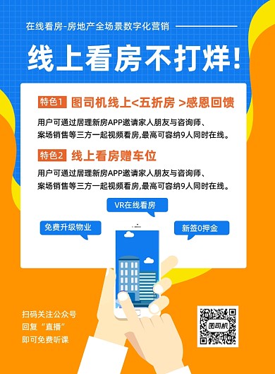 线上看房房地产宣传营销印刷海报