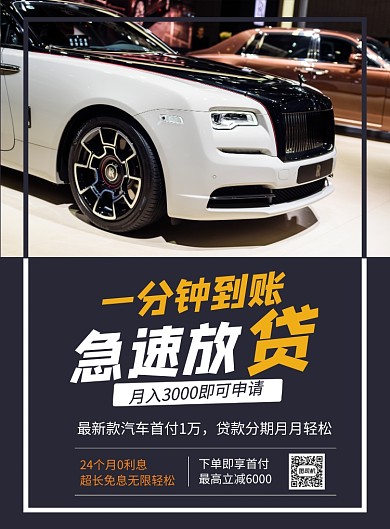 极速放贷购车贷款分期宣传海报