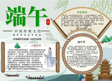 清新简约端午节小报
