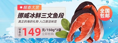 三文鱼淘宝电商banner图