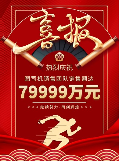企业公司红色销售喜报宣传印刷海报