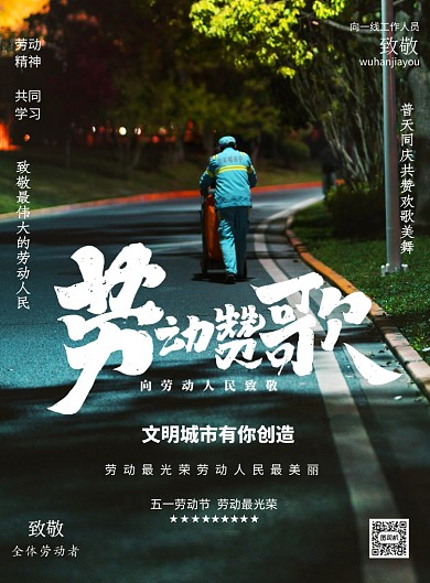 劳动节劳模表彰环卫工人印刷海报