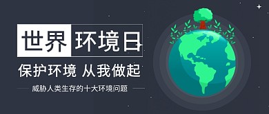 世界环境日黑色卡通新媒体配图