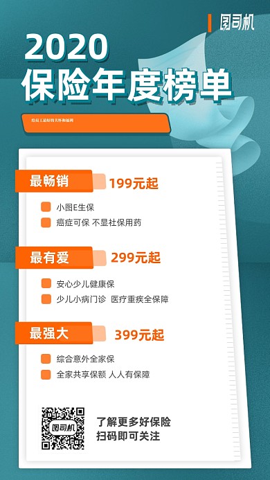 保险年度榜单产品手机海报