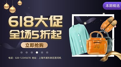 618品牌大促大气简约手机横图