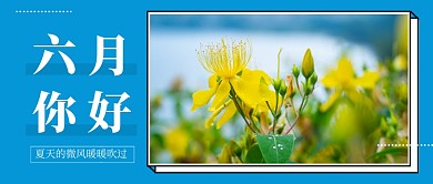 蓝色小清新六月你好公众号首图