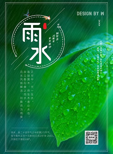 时尚雨水节气印刷海报