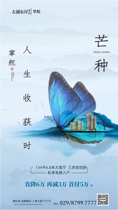 芒种节气简约房地产海报