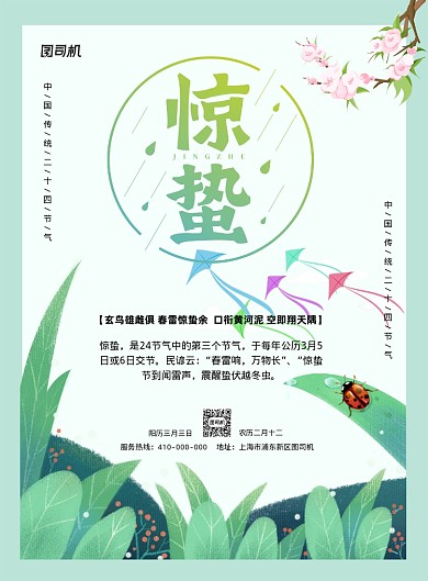 中国风惊蛰节气宣传海报