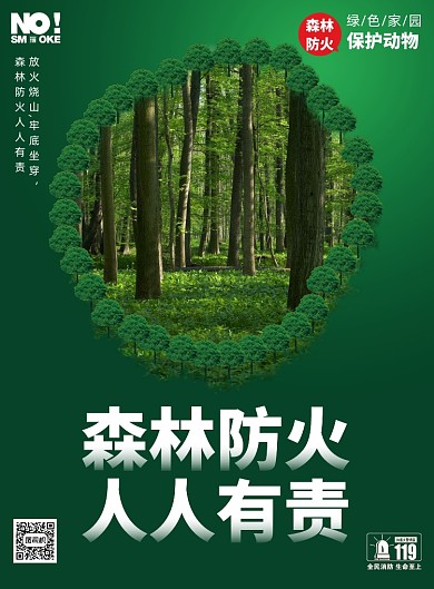 绿色森林防火119印刷海报