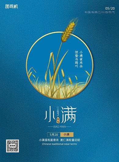 简约清新小满传统节日海报