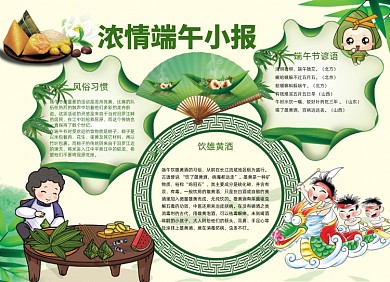传统节日端午节民俗文化卡通小报